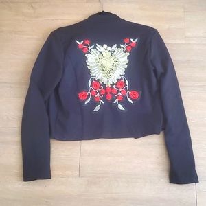 Have Embroidered Black Zipper Jacket.
